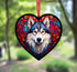 Alaskan Malamute Stained Glass Effect Heart Suncatcher